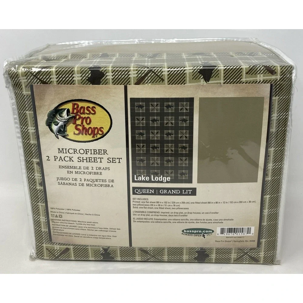 Bass Pro Shops Microfiber 2 Pack Queen Sheet Set Lake‎ Lodge New in Package